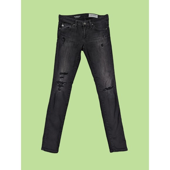 AG The‎ Legging Ankle Super Skinny jeans 26R black distressed - Picture 1 of 4